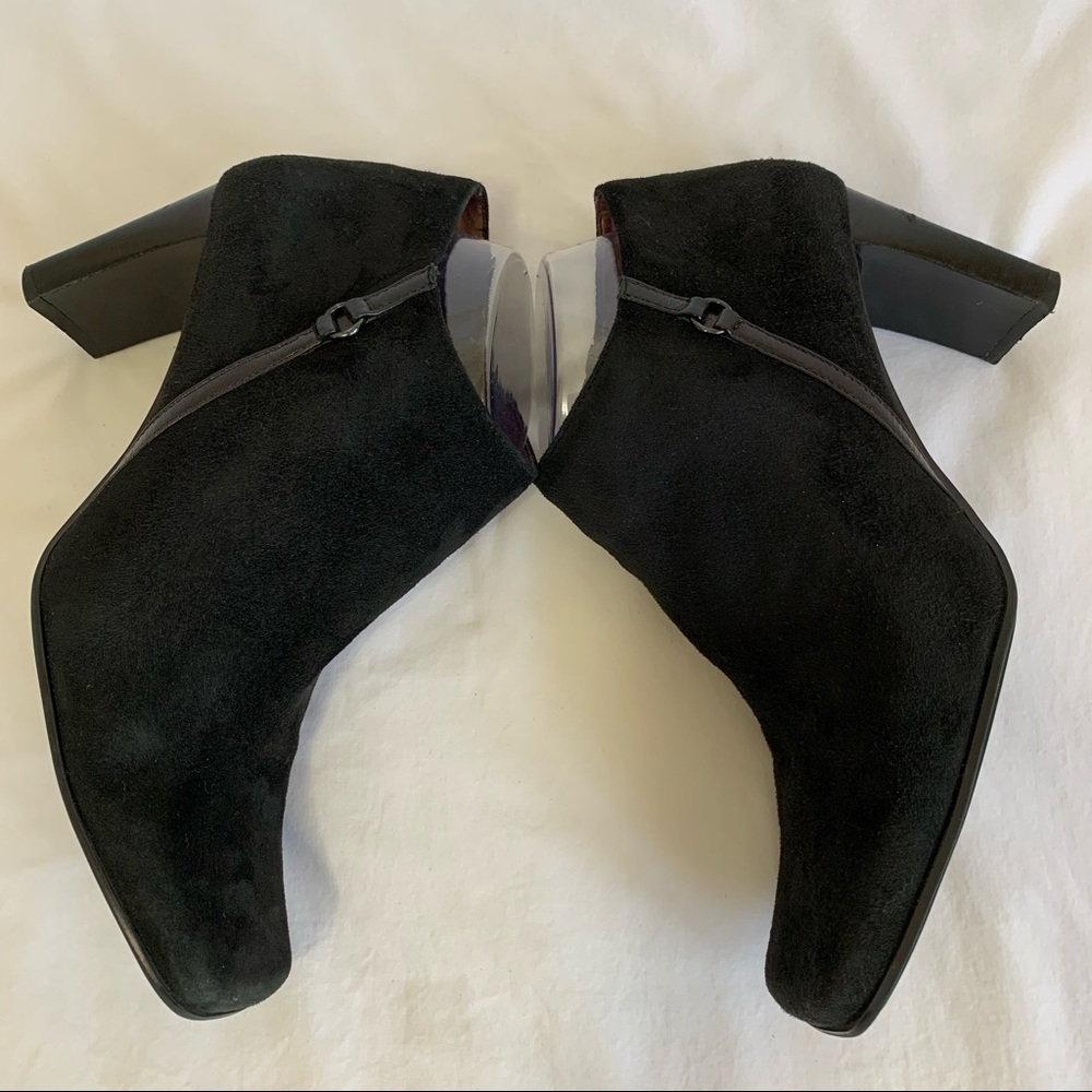 Bandolino Black Suede Urbane Zipper Booties, square toe, high heels, women’s 9 - Picture 4 of 16